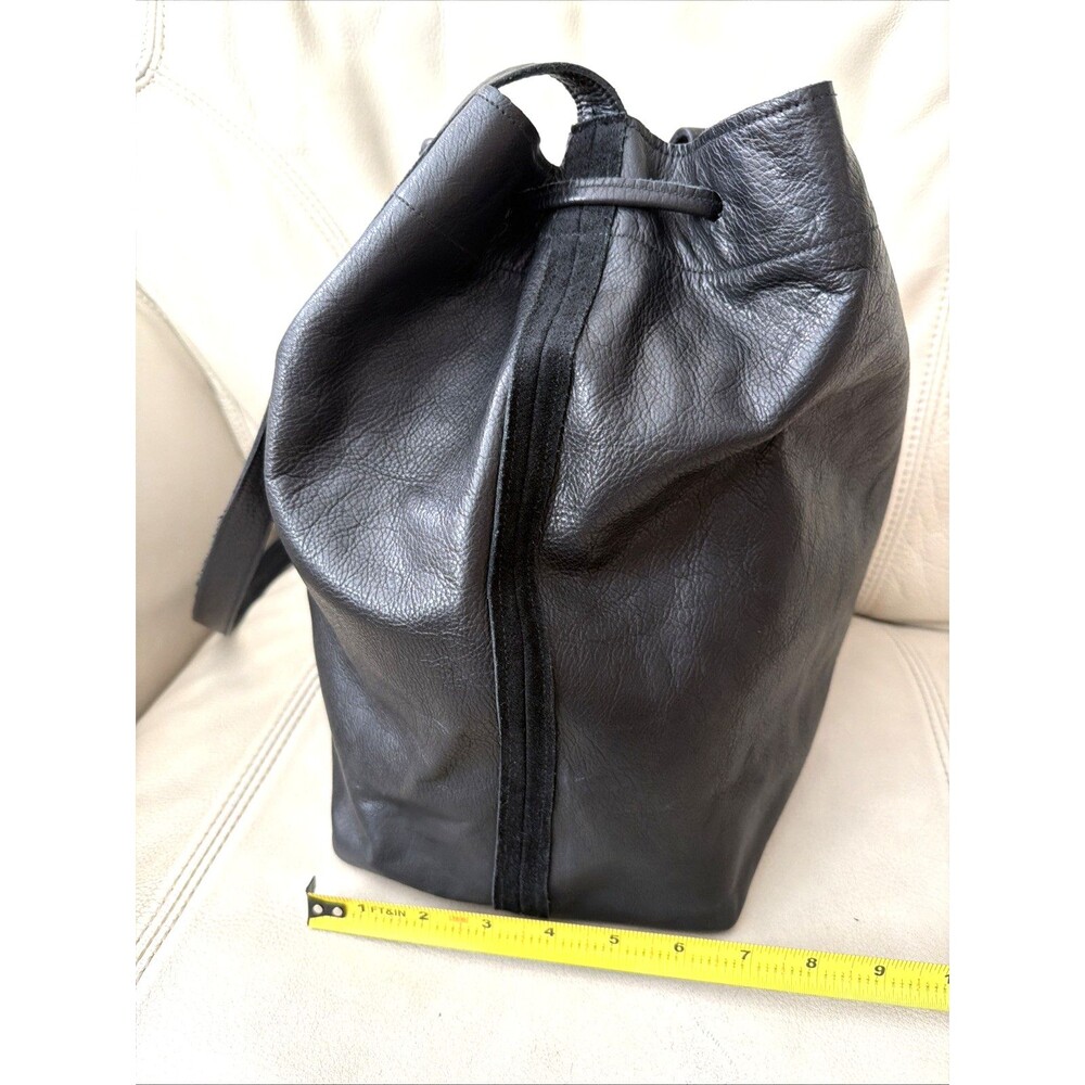 Leather Bucket Bag Handcrafted in USA Black The Podolls Drawstring Hobo Western - Picture 3 of 16